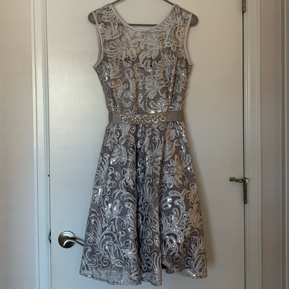 Betsy & Adam Silver Dress